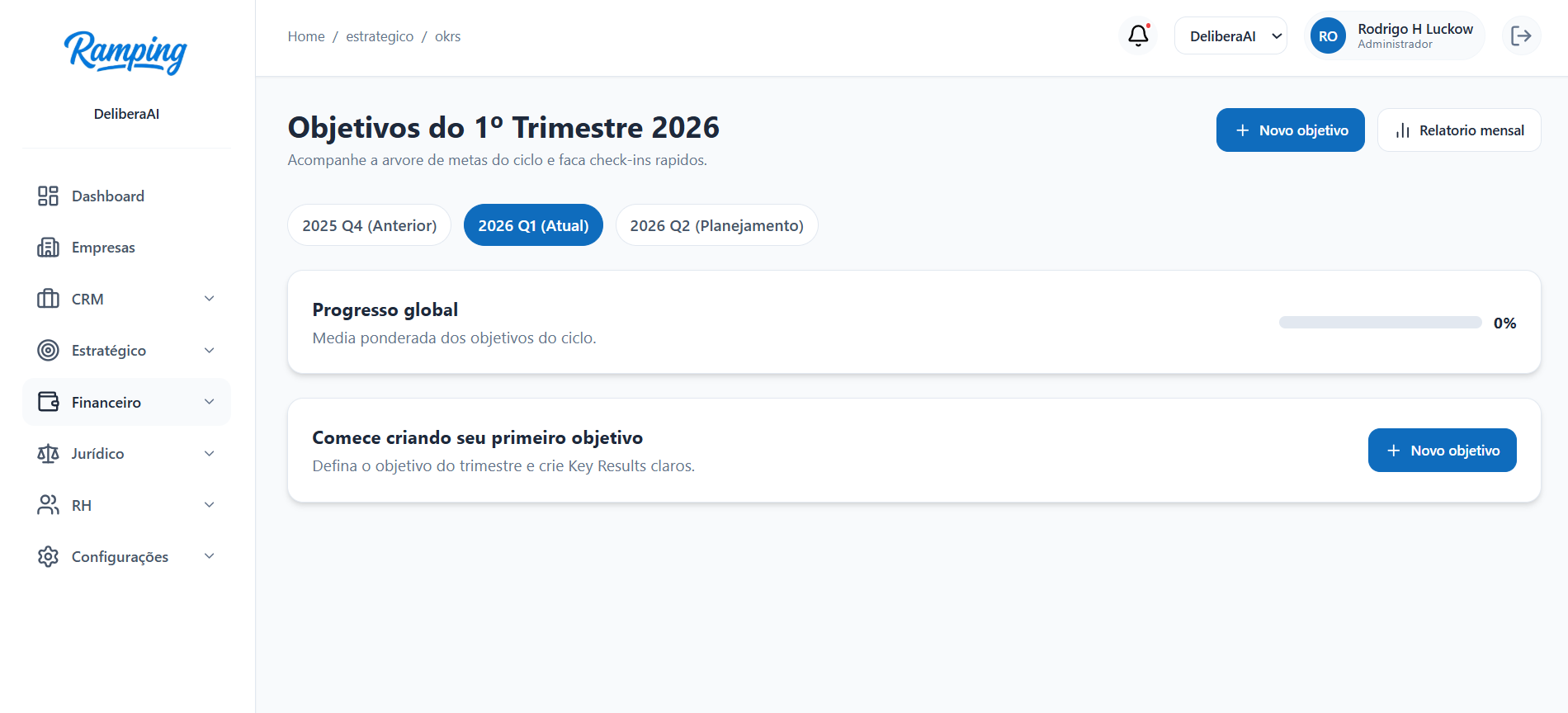 Gestão de OKRs do Ramping