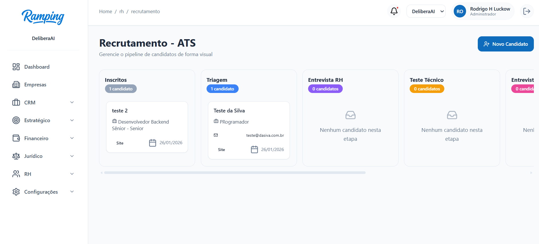 Sistema ATS de recrutamento do Ramping